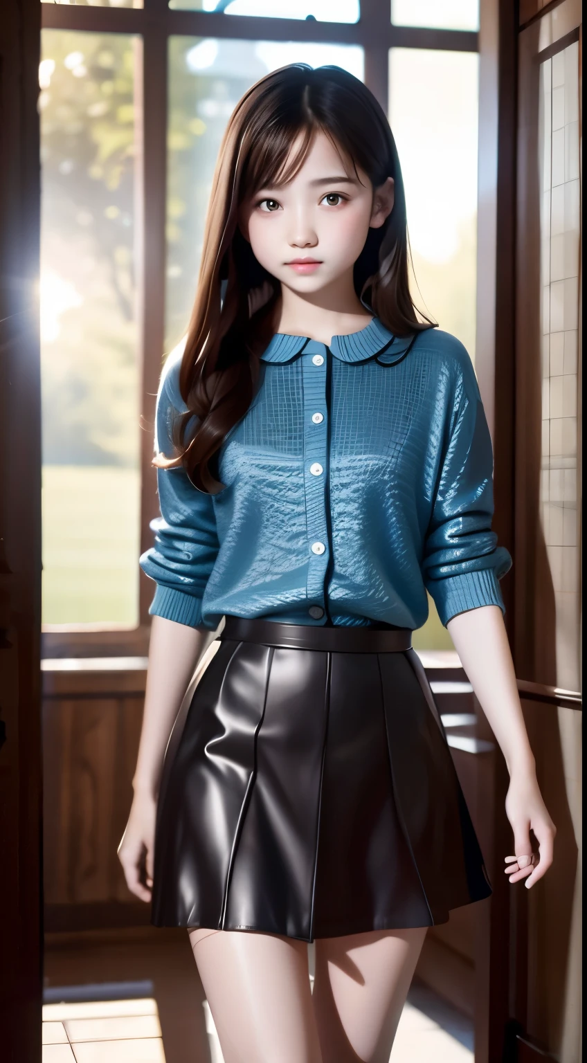 13 year old girl, cute face、under the skirt, realistic, movie-like scene, 超realistic, ray tracing, HDR, highest quality, High resolution, 8k