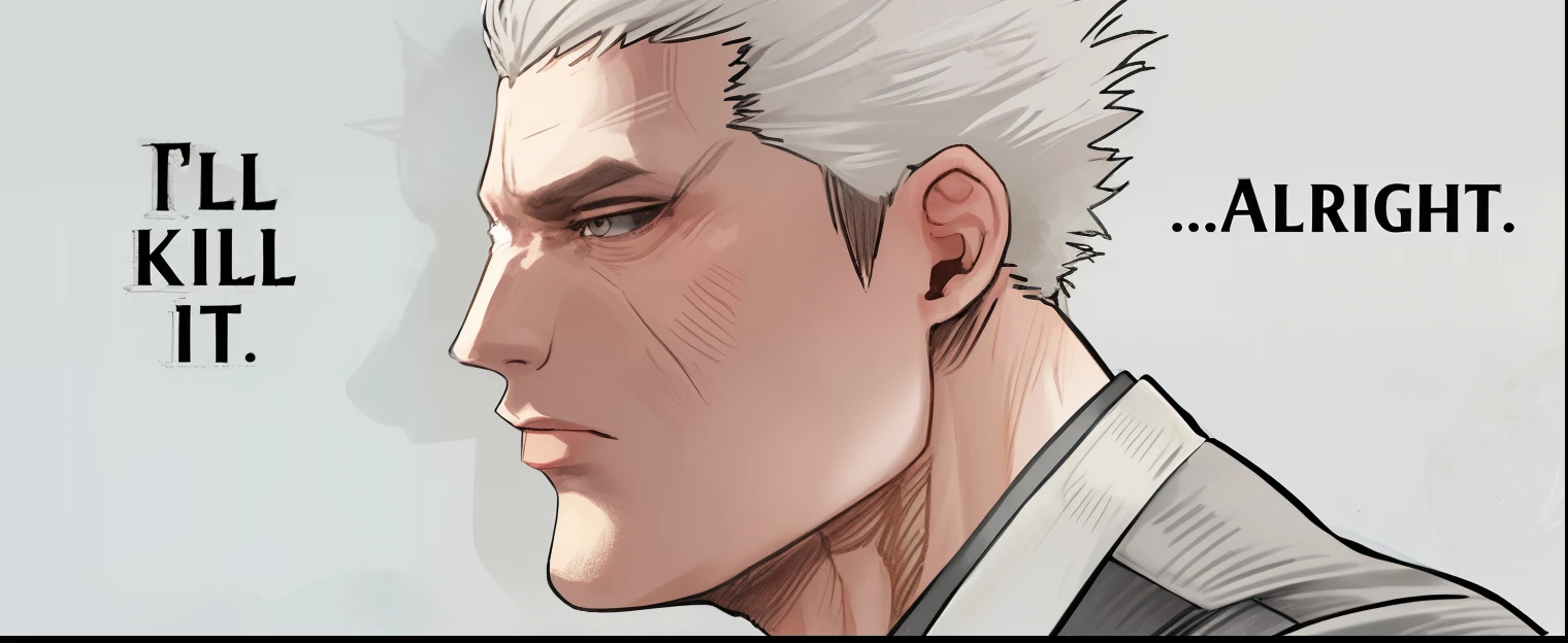 Imagen de hombre de perfil, cabello rubio, vestido de elegante traje blanco