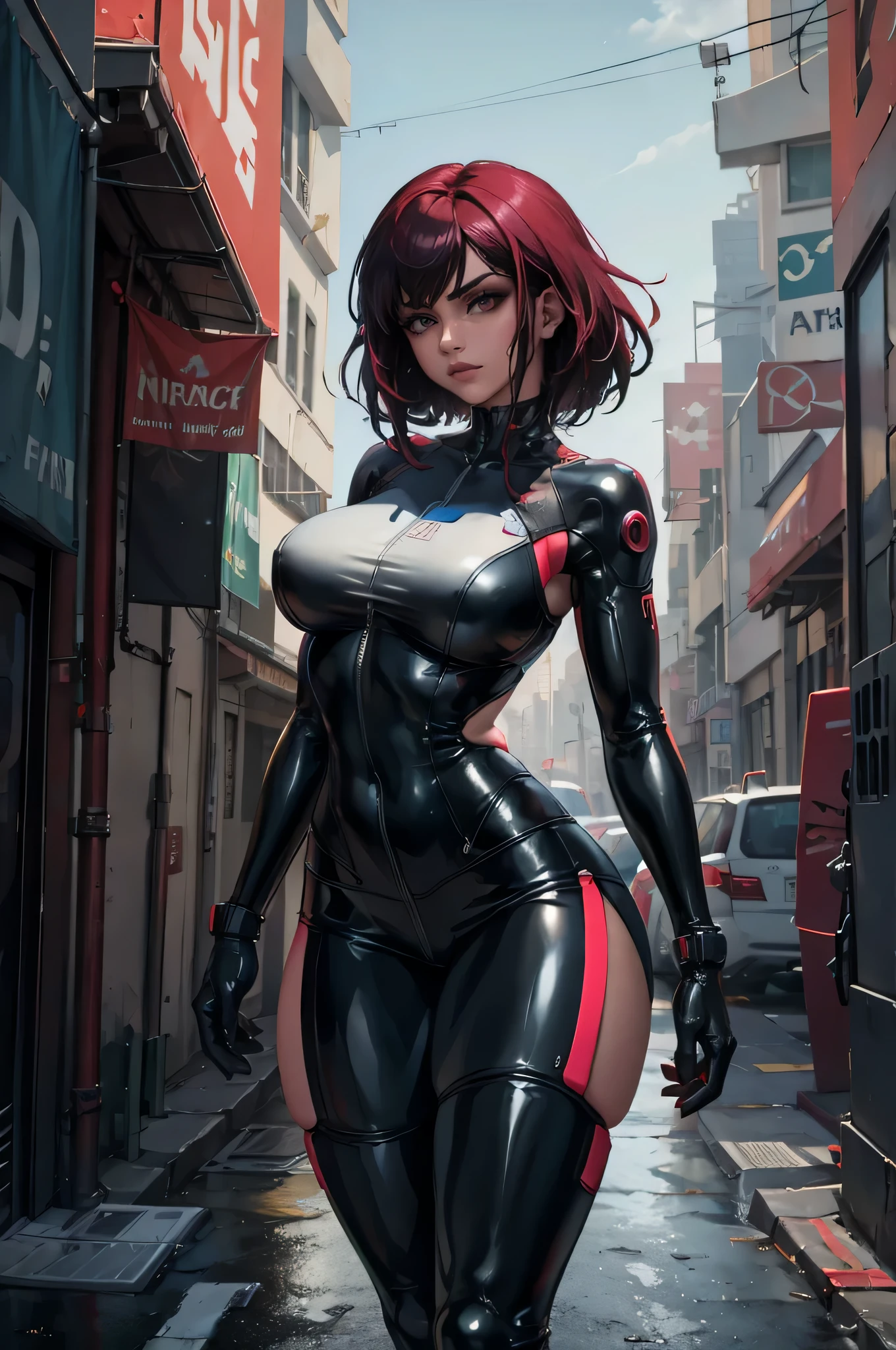 Araffe con una falda morada y una chaqueta negra caminando por una calle., y la ciudad ciberpunk, en una falda brillante, en una ciudad cyberpunk, en una ciudad cyberpunk, Judy Alvarez Cyberpunk, en una ciudad cyberpunk, en un entorno cyberpunk, cyberpunk 2 0 years. o Chica modelo, Vestimenta ajustada, Derriere tonificado, oppai ciberpunk