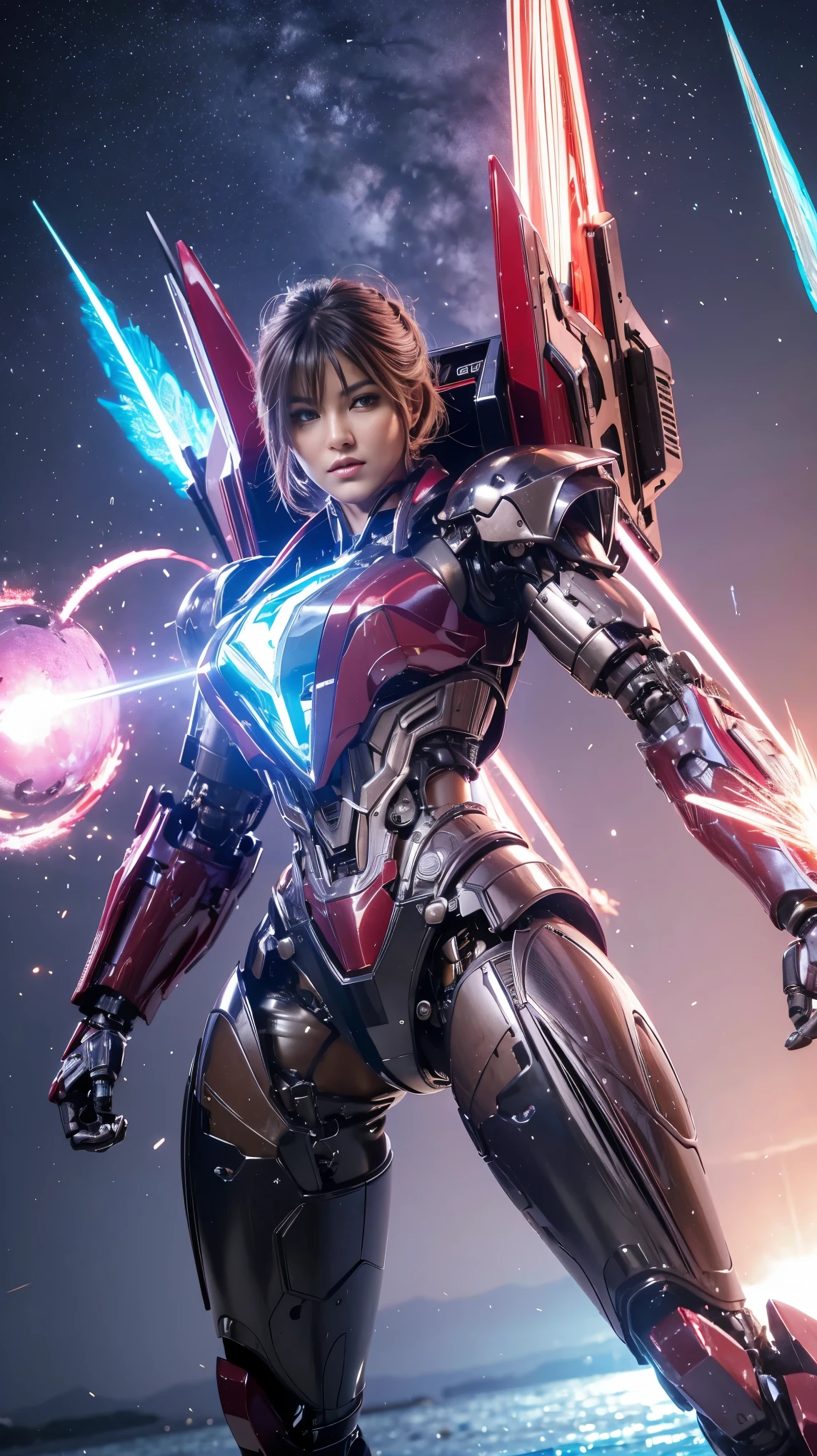 Textured skin, Super Detail, high details, High quality, Best Quality, hight resolution, 1080p, hard disk, Beautiful,(Arcee),beautiful cyborg woman,Mecha Cyborg Girl,Battle Mode,Girl with a Mecha Body,She wears a futuristic Transformers mech,Female Warrior,fully body photo