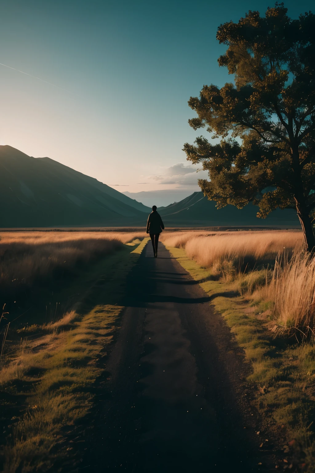 A visual representation of a person leaving behind a dark path and following a bright and promising one.