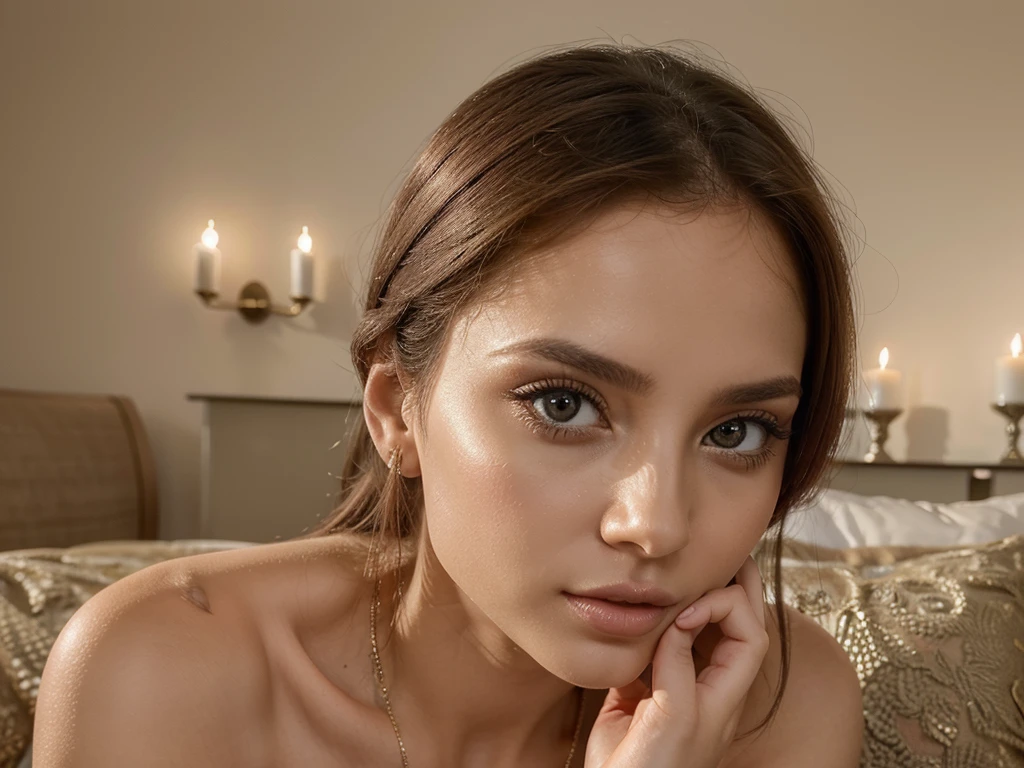 a European woman who embodies feminine perfection in all aspects. Visualize olhos azuis deslumbrantes, reflecting serenity and mystery, enquadrados por cabelos pretos e longos que fluem com graciosidade. Destaque uma boca bonita e charmosa, conveying an essence of elegance and sensuality. As she looks softly into the camera, allow your gaze to convey a touch of seduction, adding a layer of allure and mystery to the image , 32k 