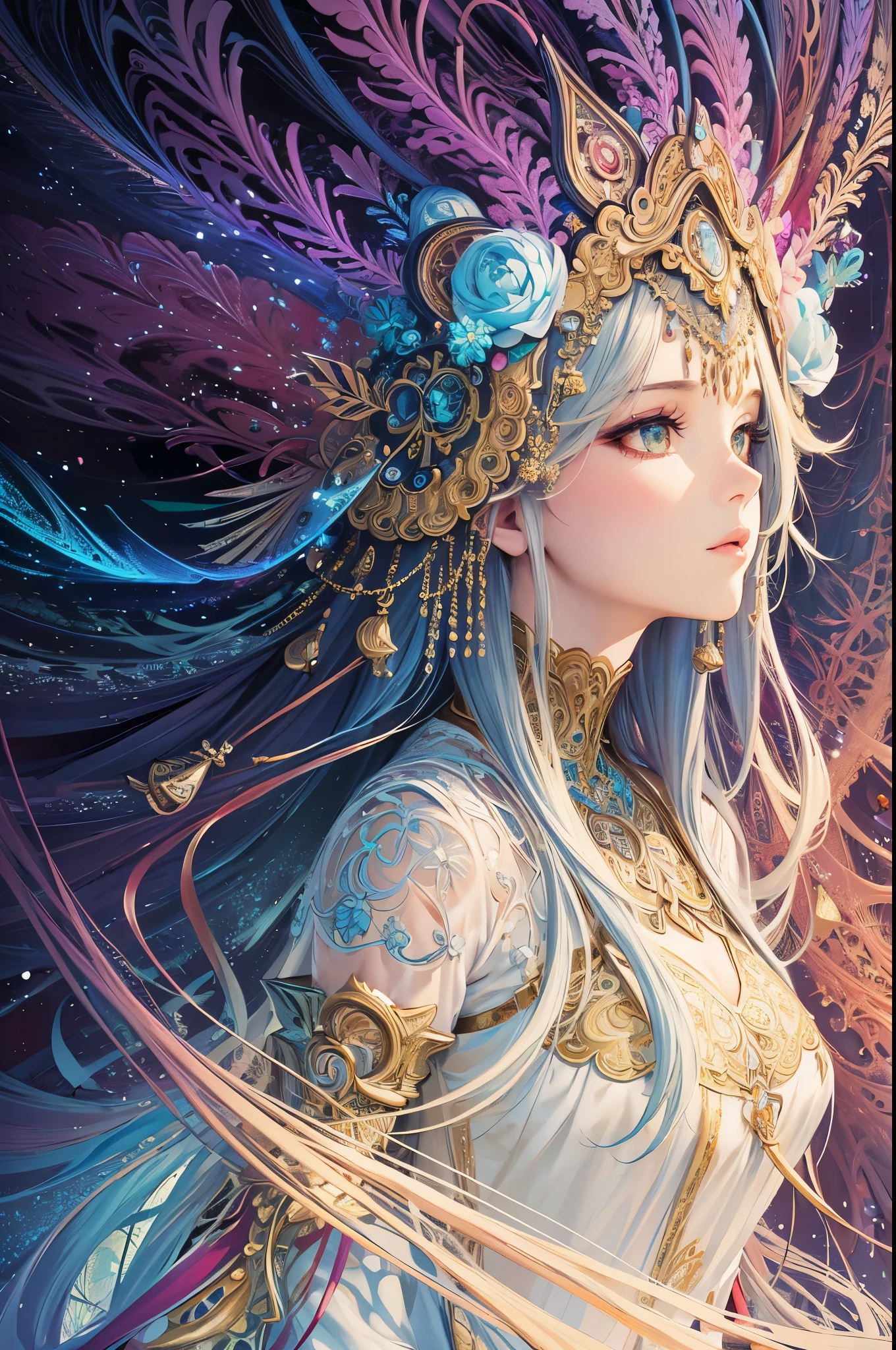 (masterpiece, top quality, best quality, official art, beautiful and aesthetic:1.2), (1girl), extreme detailed,(fractal art:1.3),colorful,highest detailed