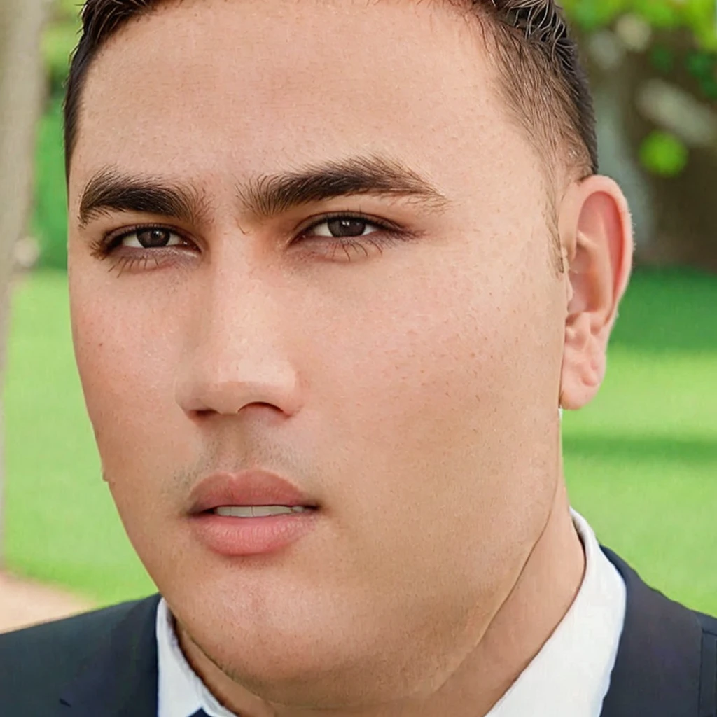 close-up, a 35yo man (short hair, formal, brown eyes), in a garden, looking at viewer, (masterpiece, best quality:1.2), 8K, 16K, realistic, photorealistic, solo