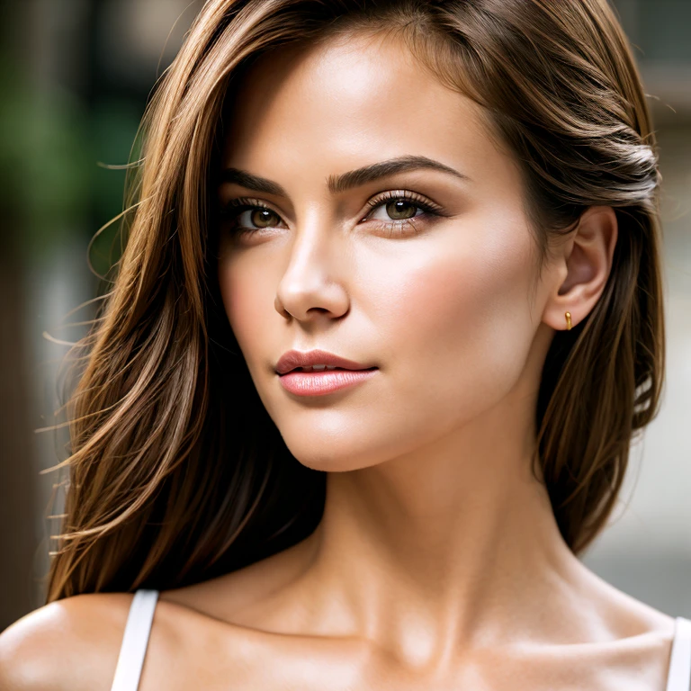 (masterpiece, best quality:1.2), 1girl, solo, medium distance portrait, 8K, hyperealistic, the portrait should be rendered in a highly realistic style, with great attention to detail. the skin should be smooth and flawless, and the hair should be soft and shiny, the eyes should be clear and bright, and the lips should be full and natural, the camera should be positioned at eye level, and the lens should be a medium focal length. This will help to create a natural perspective and avoid any distortion of the subject's features, the lighting should be soft and diffused, creating a flattering and natural look. The light should come from in front of the subject, slightly above eye level.
