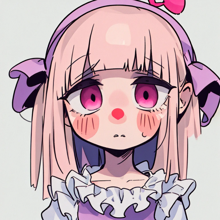 girl on clown outfit,masterpiece,sad expression,blush,fundo branco simples