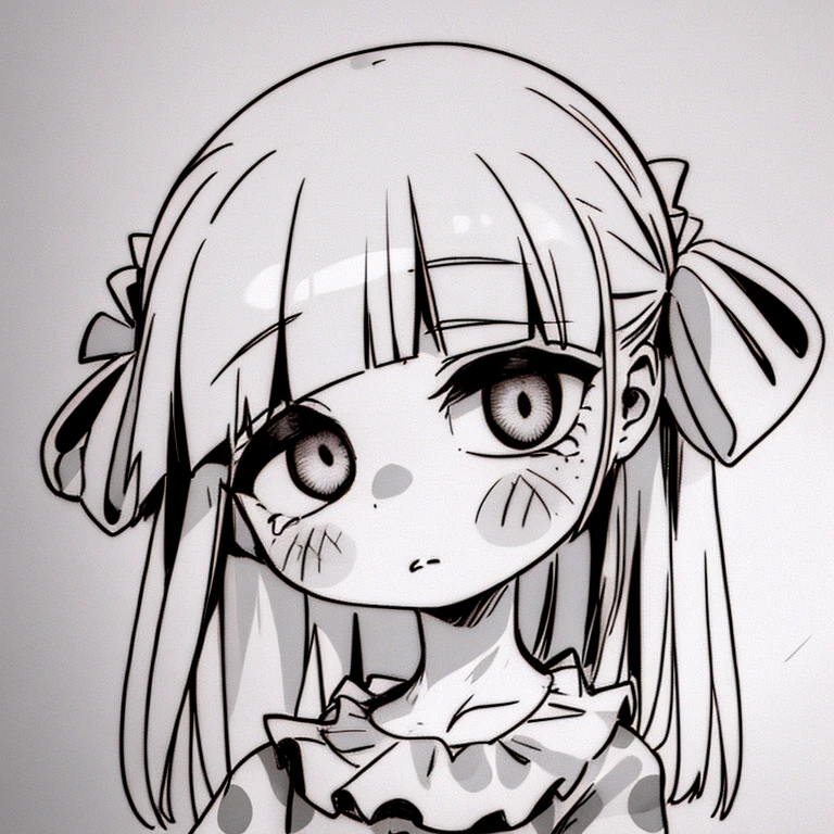 girl on clown outfit,masterpiece,sad expression,blush,fundo branco simples