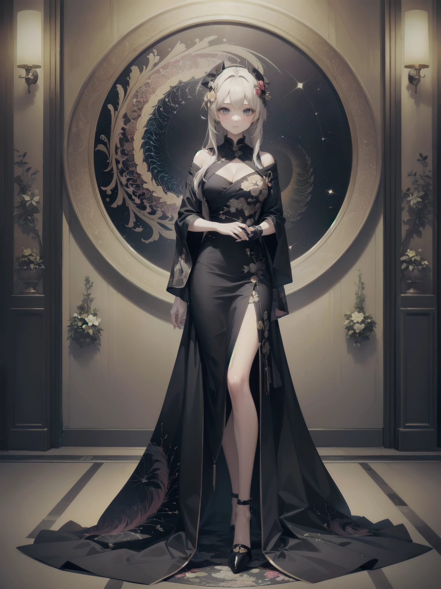 (masterpiece, highest quality, highest quality, official art, beautiful and aesthetic:1.2), (one girl:1.3), very detailed,(fractal art:1.3),colorful,luxury brand clothing、elegant、とてもelegant、信じられないほど無茶苦茶elegant