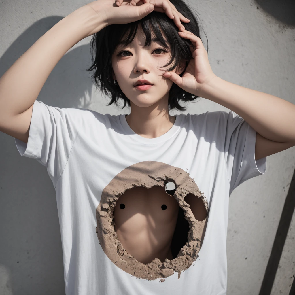 T-shirt design that looks like a hole in the body