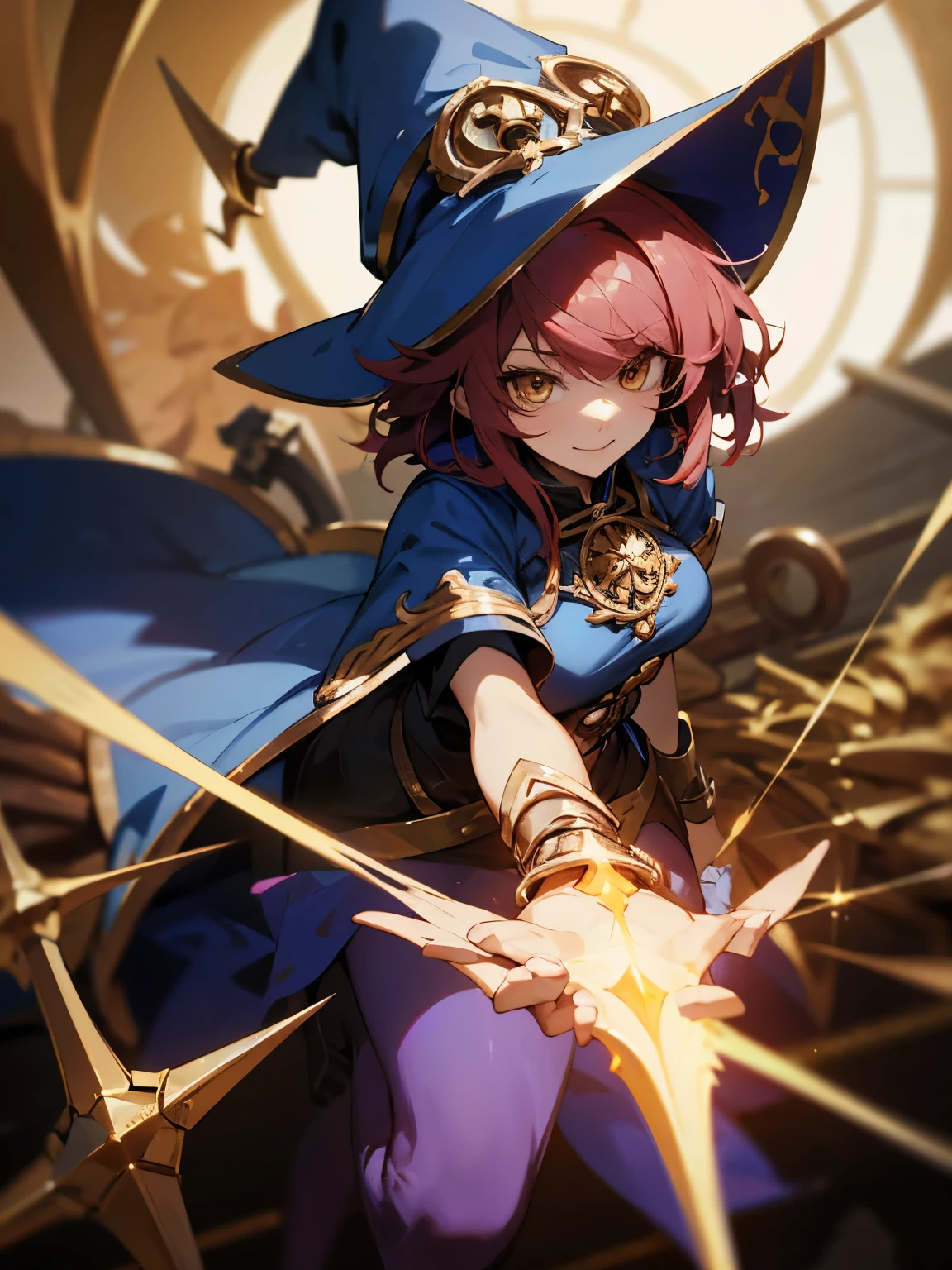 Aisha from elsword (wearing a witch outfit of a witch of tzeentch from Warhammer fantasy)