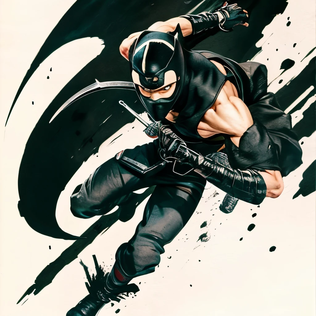NINJA,ink painting,battle
