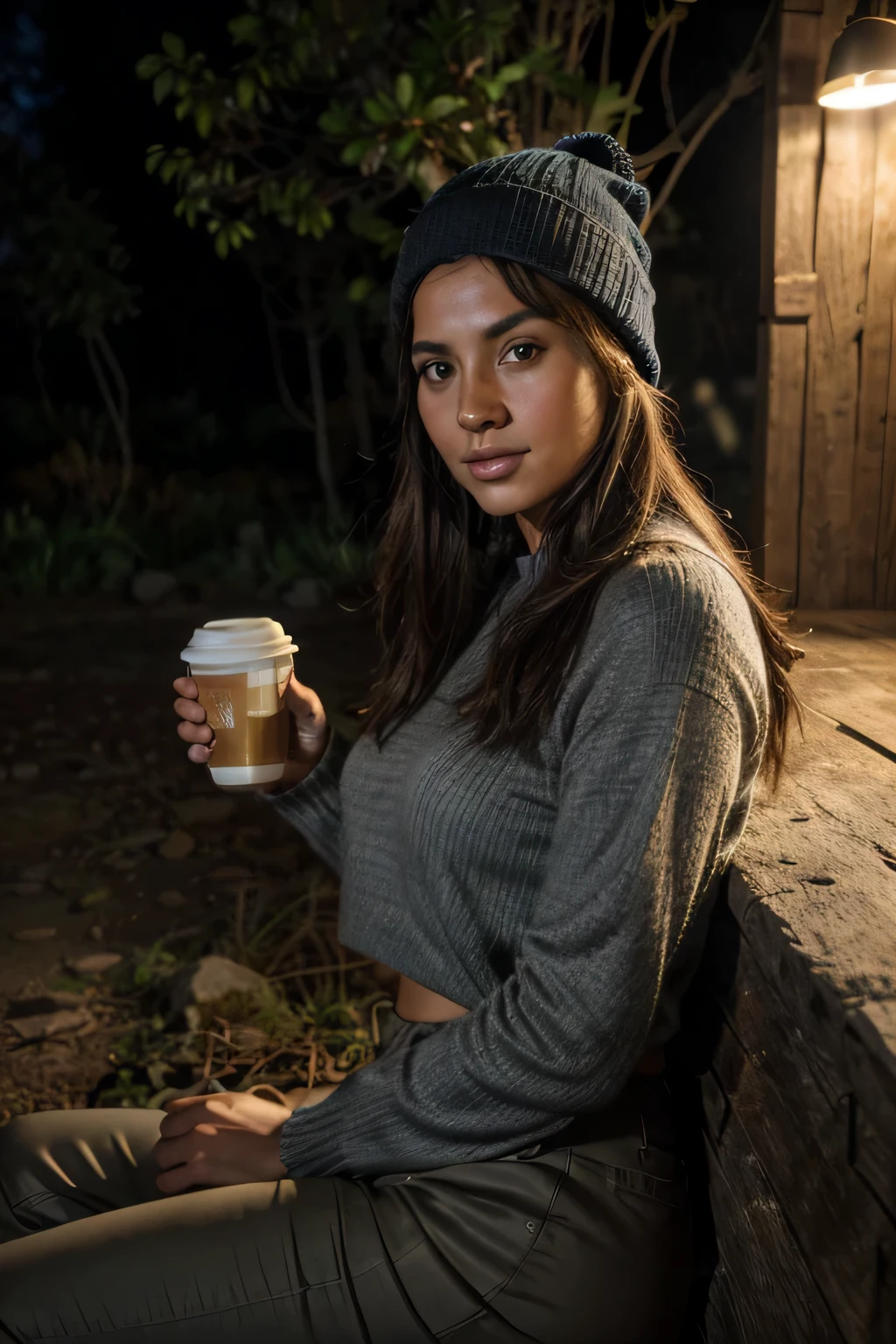 ((self-taken photo)), natural colors, ((selfie photo)), of a 22-year-old Sri Lankan woman named Kasuni, (dark bun hair), dark fair skin, black eyes, feminine features, iPhone, mobile quality, mobile focus, tack smooth, Instagram filter, TikTok filter, detailed face, detailed eyes, oiled skin, profile picture, smiling, ((sitting on a large throne, coffee mug on hand)), ((winter hoodie, tight shorts, ladies jewelry)), natural lighting.