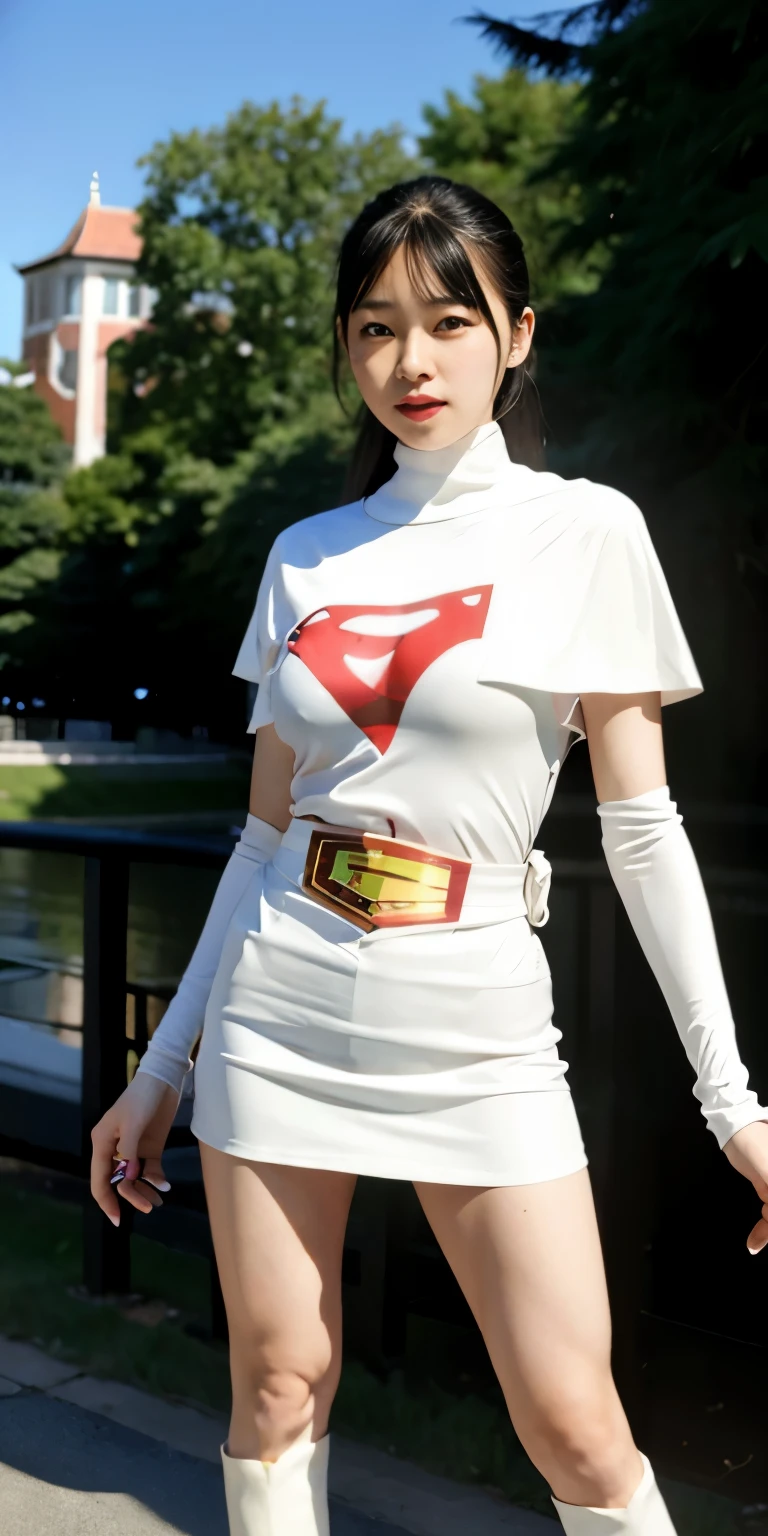 Highest image quality、real image、18-year-old美少女、ポニーテールbeautiful woman、beautiful sister、A woman wearing a pink dress and cloak is standing in front of a building, 18-year-oldの女の子,Jun the Swan、white knee high boots science ninja、white panties、beautiful woman、 As a retro-futuristic heroine, 18-year-old、As a retro-futuristic heroine, beautiful thighs、sheila, she - ra, anime female hero portrait, Portrait of a modern dharna, anime visual of super girl, super girl, official art, Dinah Drake, hironaka, Blowjob White Mecha Miniskirt