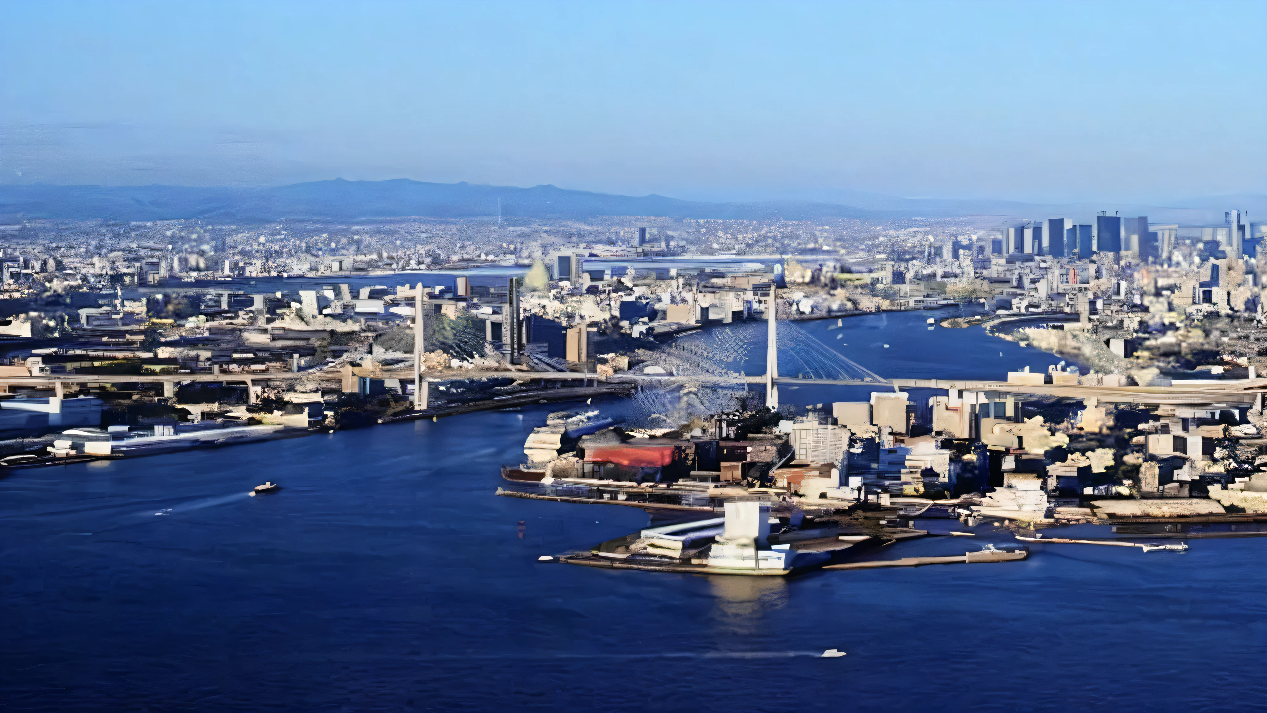 arafed view of a city with a bridge and a river, toyko, tokyo city in the background, tokio, tokyo in the background, tokyo prefecture, tokyo, beautiful iwakura, tokyo kowloon, tokyo city, tokyo japan, japanese city, kanagawa prefecture, new tokyo, shinkai, osaka skyline background, japan tokyo skytree
