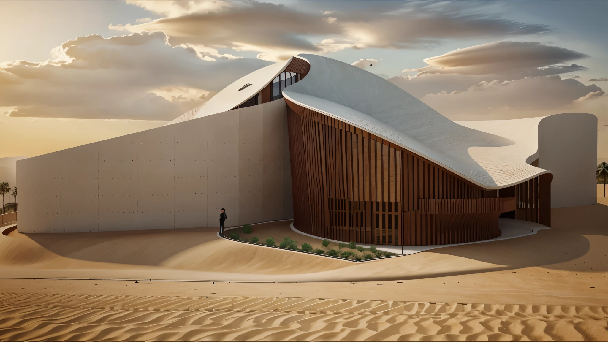 a close-up of a building with a curved roof and curved wall, detail rendering, desenho conceitual, conceptual rendering, 3 / 4 view, 3/4 view, parametric structure, Telhado arredondado, architectural concept, 3/4 view from below, checkmate rendering, conceptual, parametric architecture, architectural rendering, Artist printing, concept render, renderizado