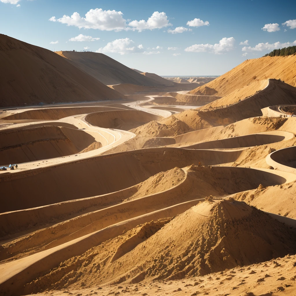Sand gold mining, landscape,