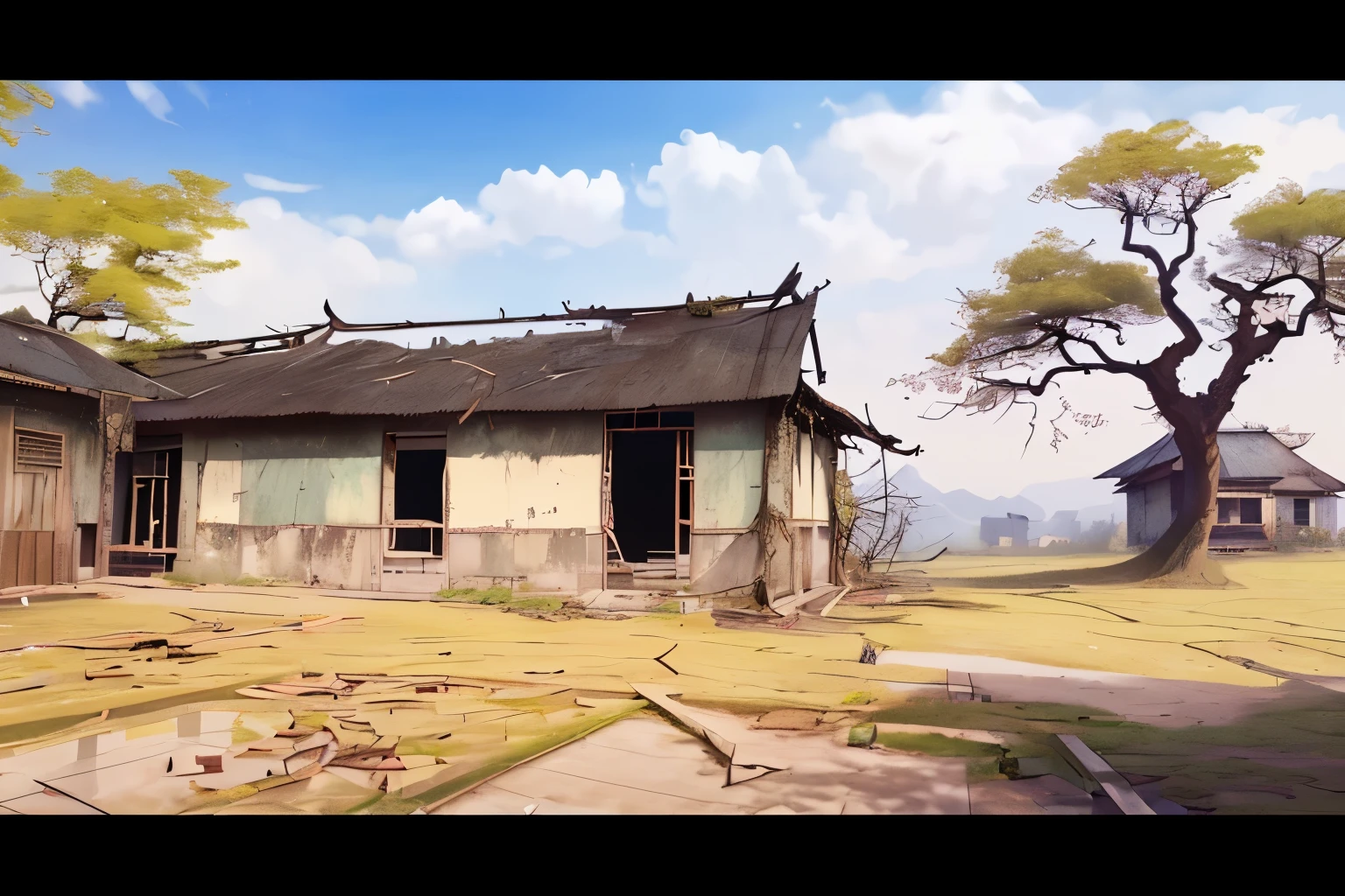 masterpiece,best_quality,High quality, 
Dilapidated house，Chinese countryside，
no humans