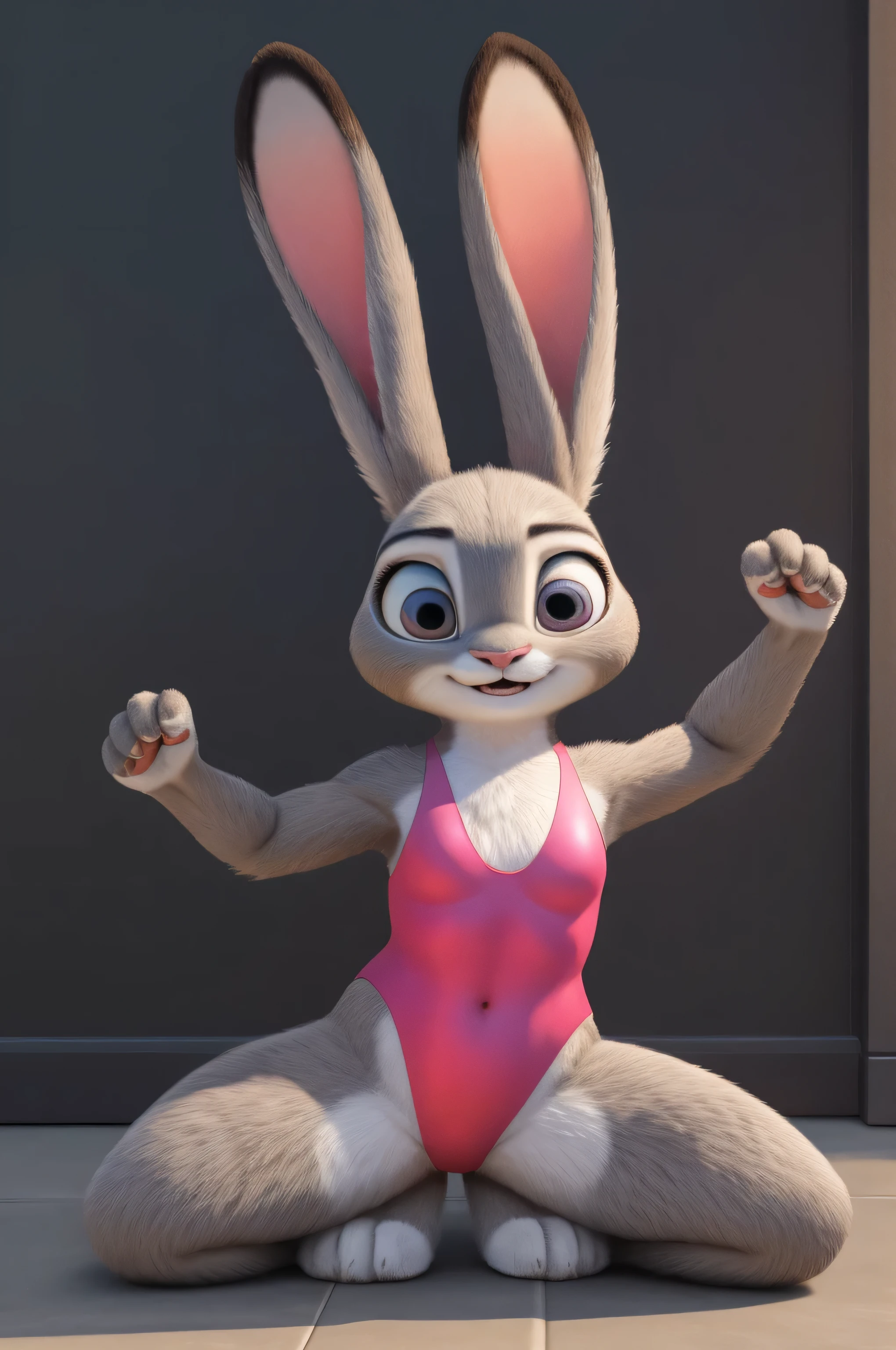 judy hopps,naked see pussy,piernas gruesas, muslos gruesos,Ultra realistic graphics, piel peluda,sentado en la cama,piernas abiertas,ver la entrepierna
