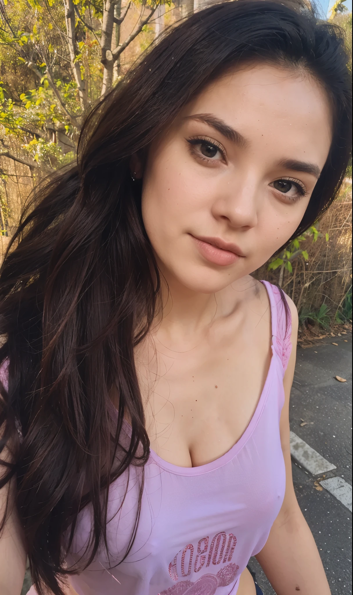 Uma mulher linda, muito atraente, blusa rosa, DG, extremamente realista, 8k, sexy