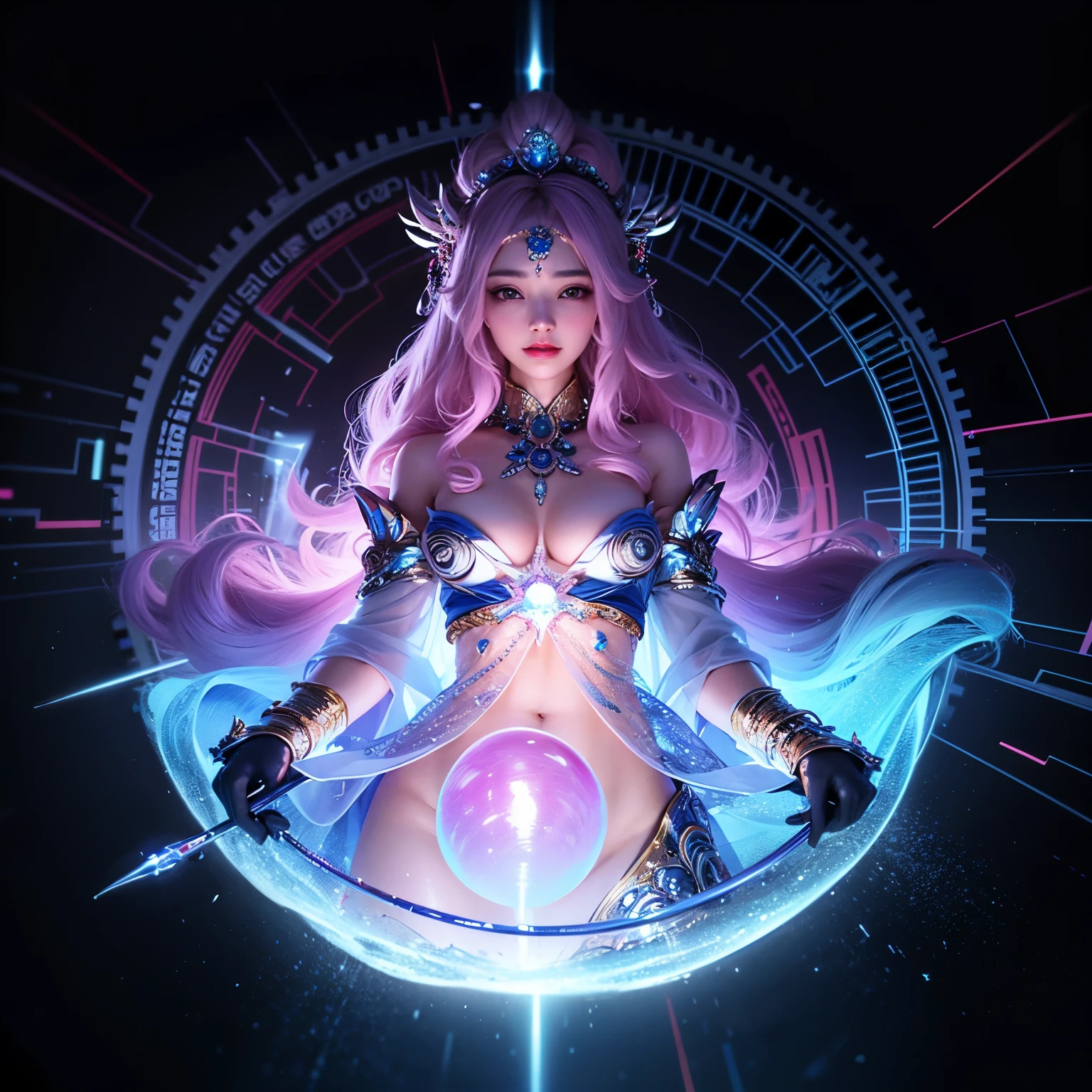 Cotton Candy Queen Women Goddess 8k Resolution Rendered Hyper Realistic Intricate DetailAn intricate visual representation of computer programing, rendered in 24k resolution with intricate details and symbols.