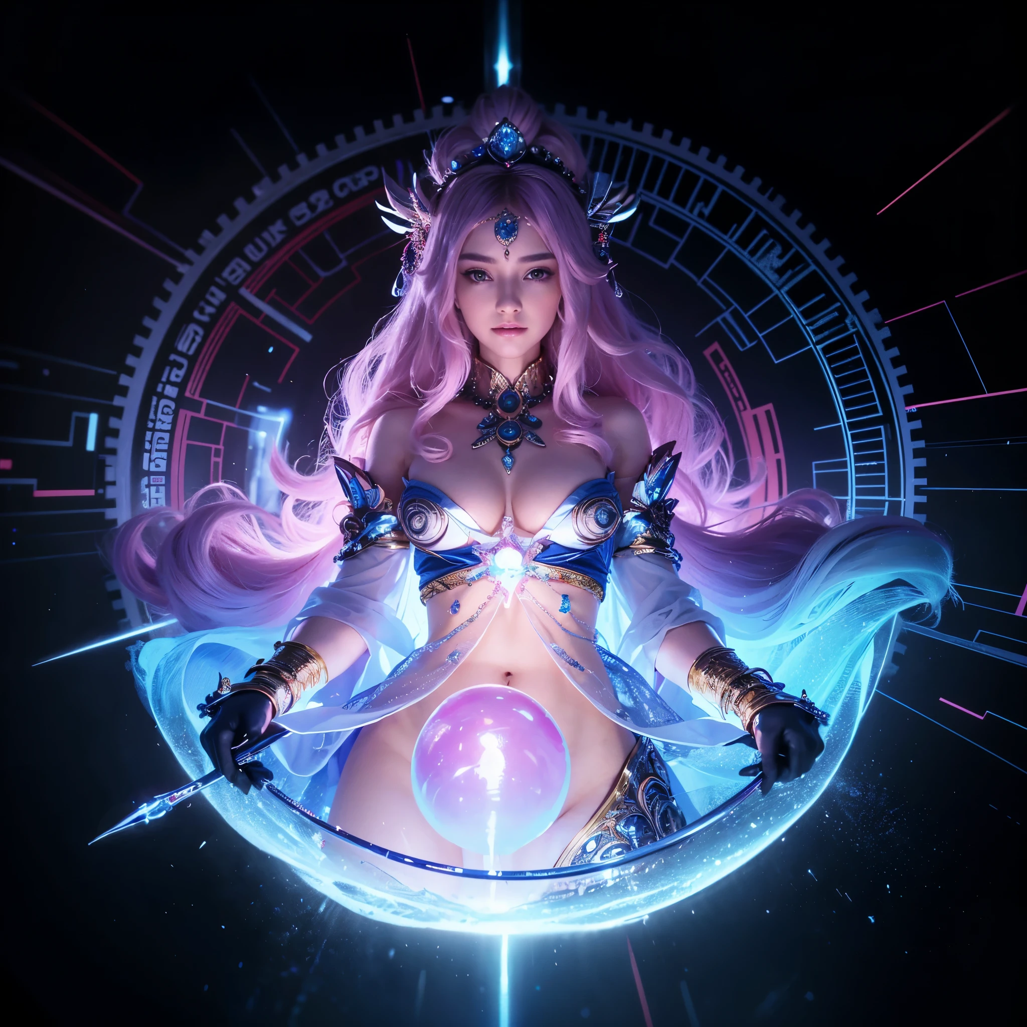 Cotton Candy Queen Women Goddess 8k Resolution Rendered Hyper Realistic Intricate DetailAn intricate visual representation of computer programing, rendered in 24k resolution with intricate details and symbols.