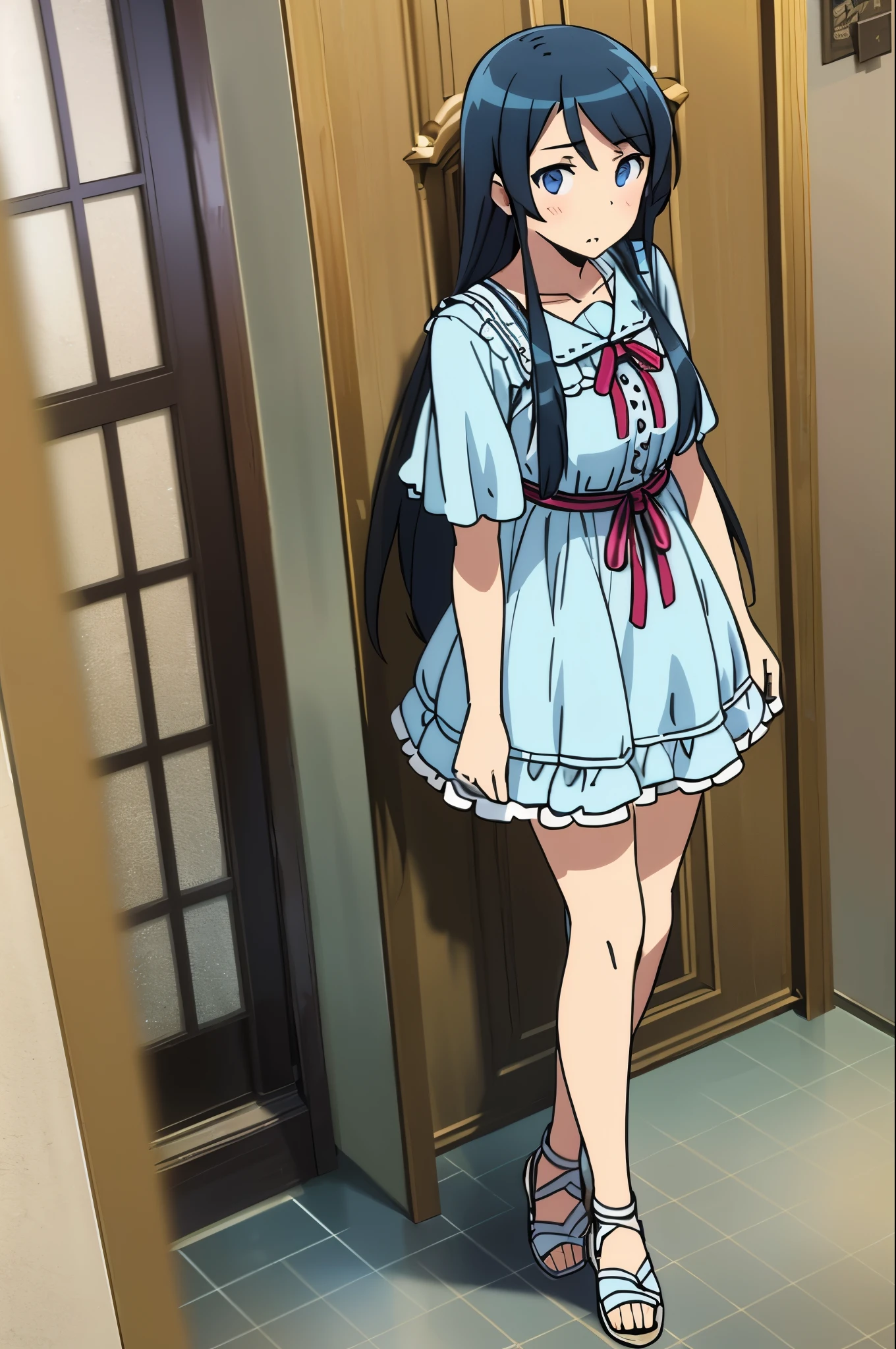 ayase aragaki, 8K, Obra maestra, absurdos, animado, vistiendo un vestido corto de color blanco y sandalias de color banco