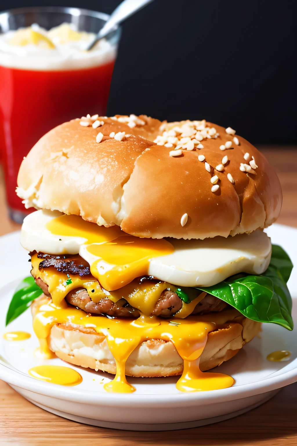 Chicken cutlet burger with melty egg