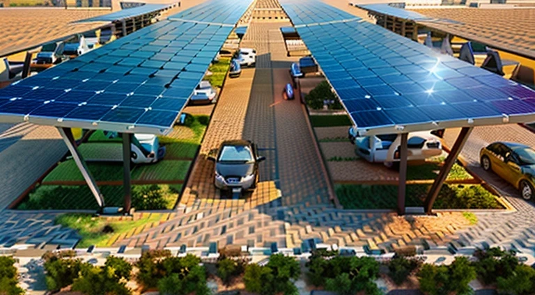 there are many cars parked in a parking lot with solar panels, webdesign icon for solar carport, solar, conceptual, overhead shot, Scene graph, The car is parked below, conceptual rendering, 交通設計rendering, Powered by Xul Solar, rendering, 2 d Top view, covered solar system, isometric Scene graph, Isometric view, solar powered, [ Top view ]!!