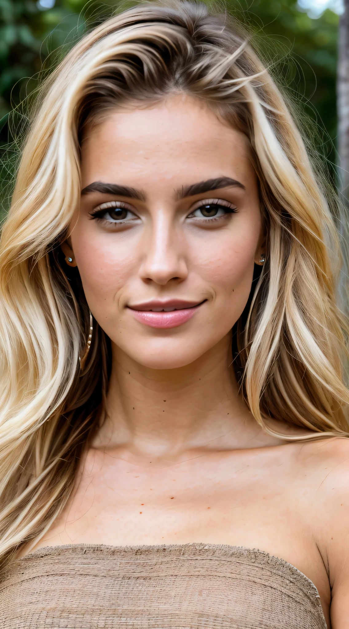 1 mulher loira de 23 anos, ((seios grandes perfeitos)), ((hiperrealismo)), ((obra de arte)), ((extremamente bonita)), faminina, Blonde Hair with Light Brown Roots, cabelo muito comprido, corpo em forma, corpo sensual, linda, vista frontal, olhando e sorrindo para mim, olhos detalhados, rosto detalhado, foto tirada com Canyon, vestido preta elegante com decote, decotada,