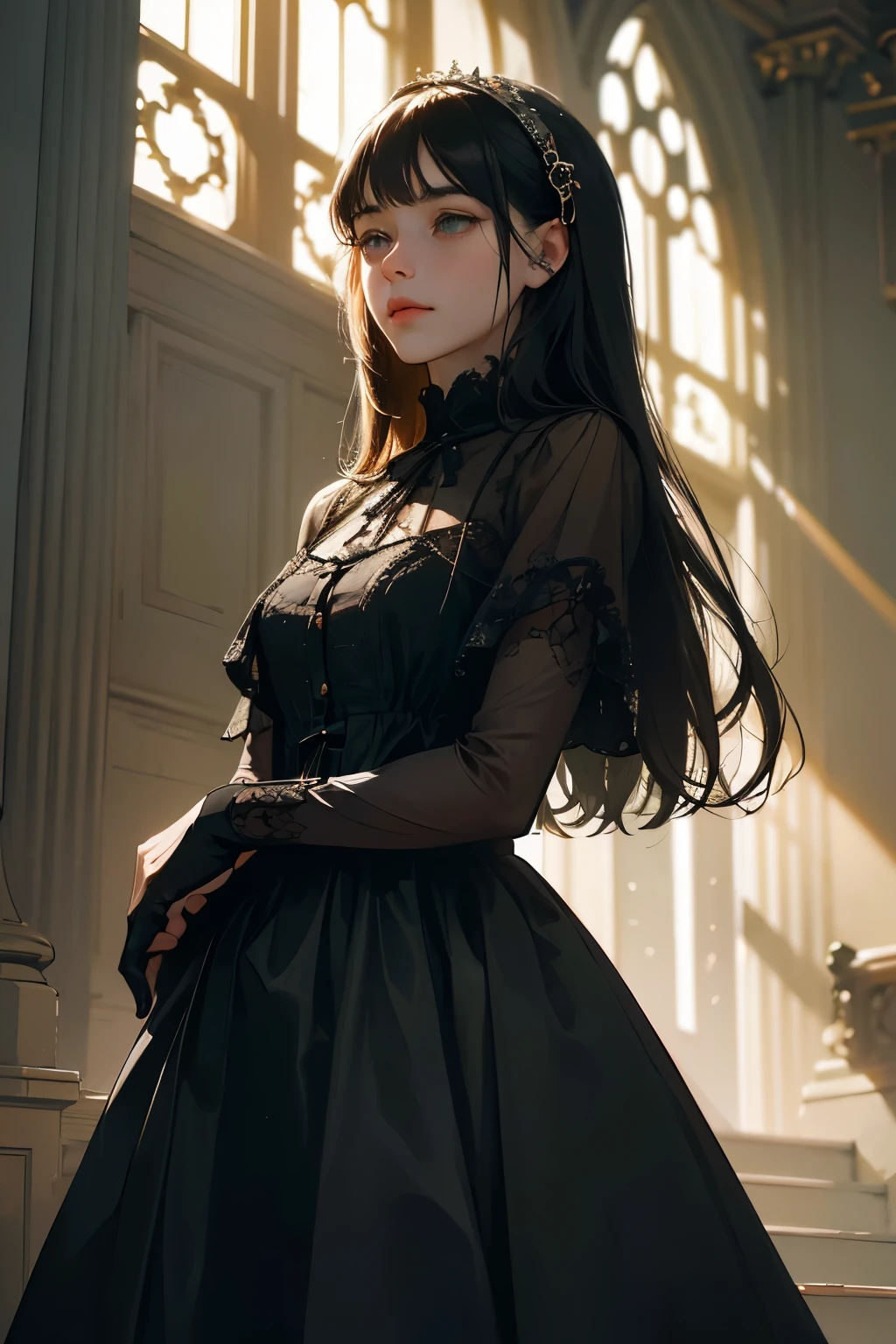best quality, 32k, RAW photo, incredibly absurdres, extremely detailed, delicate texture, aesthetic gothic collection, general term for (architecture, art, fashion, literature, thought, style, and culture), background heretical and mysterious light that illuminates the darkness