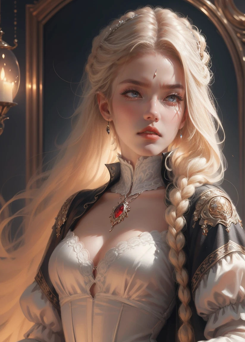 { - anatomy error}(Masterpiece - Ultra-detailed, very high resolution) Prepare to be enchanted by a true masterpiece that combines ultra-detailed art with high-resolution rendering. This work depicts a mesmerizing woman with very long blond hair (1.3) and captivating gray eyes (1.2), emanating an aura of elegance and mystery in Victorian settings. The intricate details and realistic textures invite you to explore every aspect of this enchanting composition. Woman wearing beautiful classic Victorian costume from the year 1878. Red lips. Happy face. Smiling. white (white) dress. london 1978 backgroun, dynamic poses. Get ready to dive into a world where beauty and craftsmanship merge perfectly.