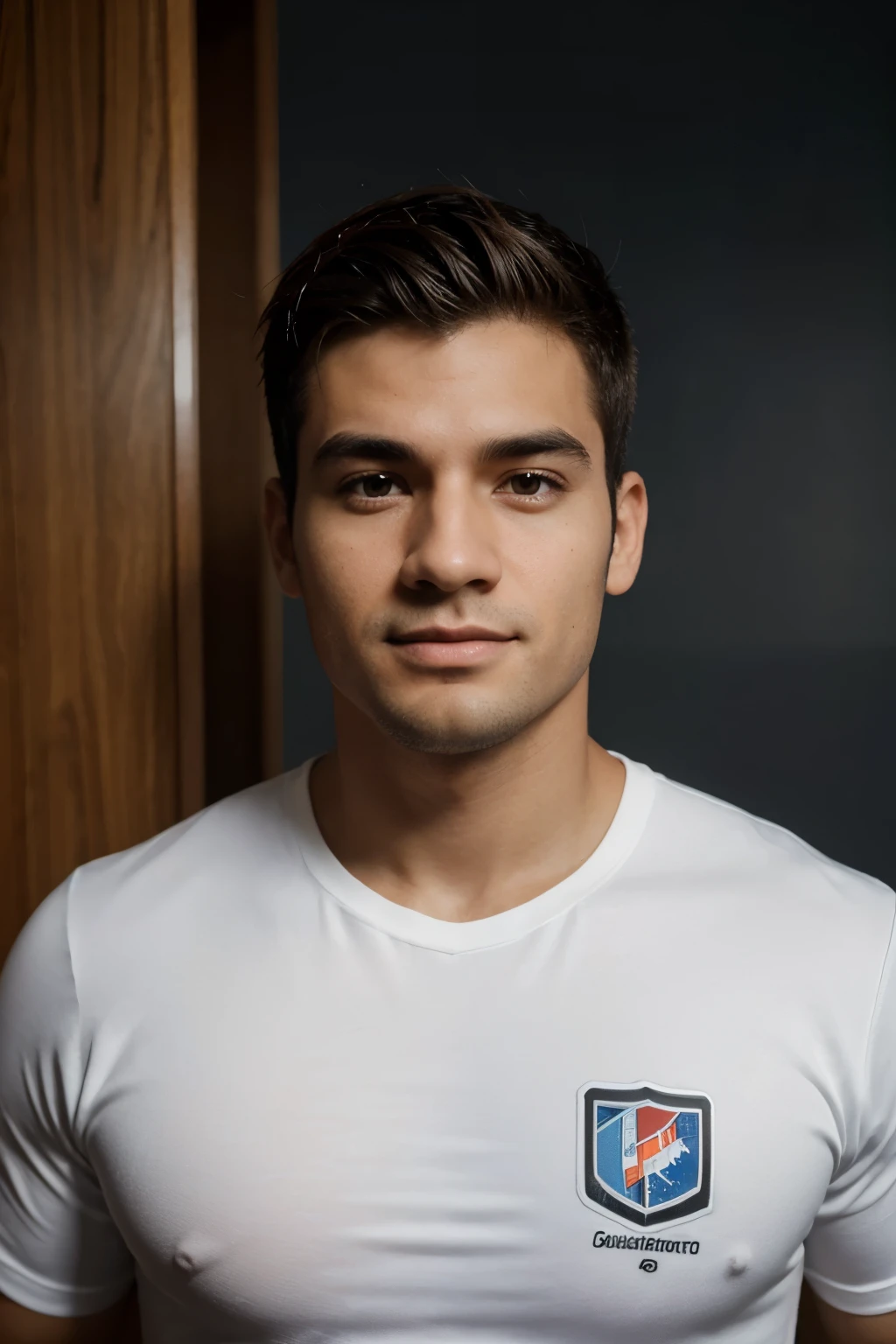 homem bonito, athletic body, cabelos castanhos escuros, programador, gamer, 25 anos, foto de perfil headshot, retrato de alta qualidade