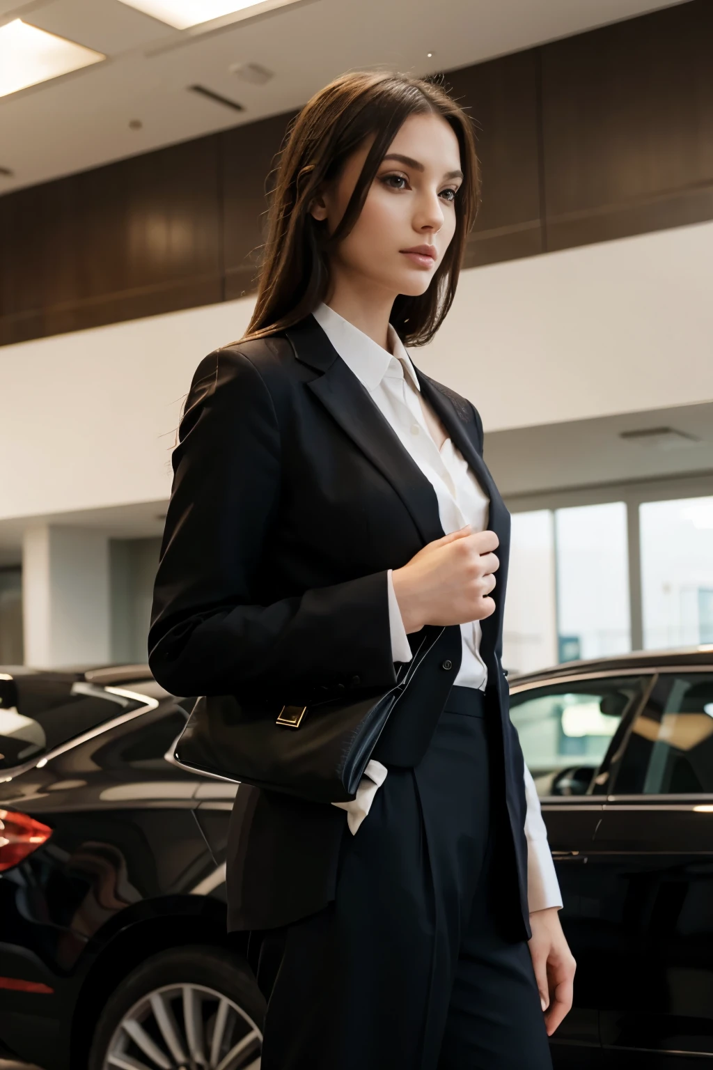 model in executive clothing, extremely elegant and well-behaved