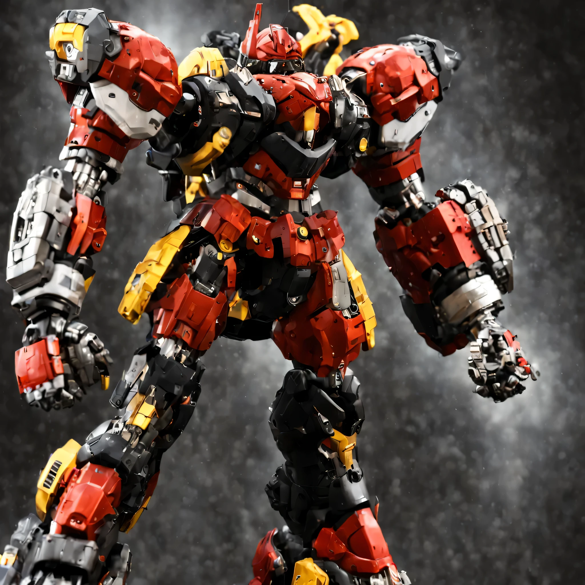 epic masterpiece of a completely focused medium, fotorrealista, hyper realistic, ((((hiperdetallado)))), ((((symmetrical)))), 3d renderizado, 8K resolution, renderizado en motor irreal 5, with hypertech, retrofuturistic ancient aesthetic, de un T800 fusionado con Autobot, un gundam y un centinela (de los x-men) usando la armadura Hulkbuster de Iroman, with its empty background environment, liminal, geométricamente correcto como symmetrical, exact anatomical proportions, its surroundings Borroso, Desenfocada, distant, Borroso, and dim dramatic lighting."