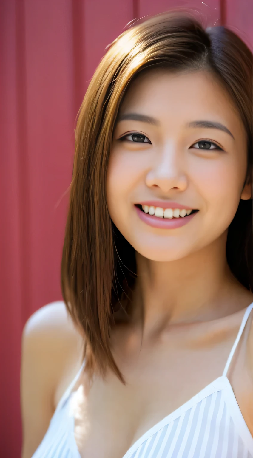 Japanese ),((beautiful girl)),cleavage,An expression that imagines something pleasant:1.2,(perfect body beauty:1.2),((perfect body)),(shy smile),beautiful teeth,