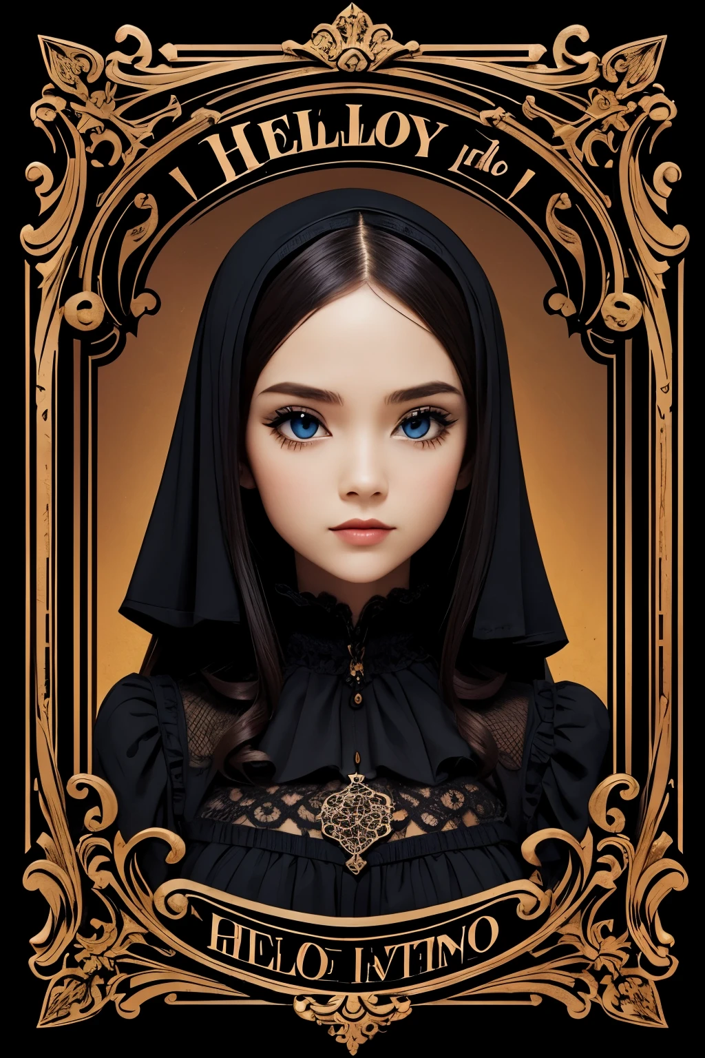 “Hello” in Gothic font, best quality