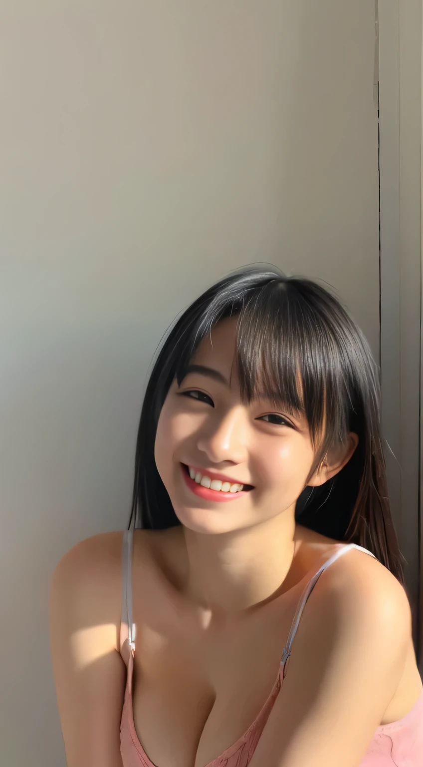 Japanese ),((beautiful girl)),cleavage,An expression that imagines something pleasant:1.2,(perfect body beauty:1.2),((perfect body)),(shy smile),beautiful teeth,