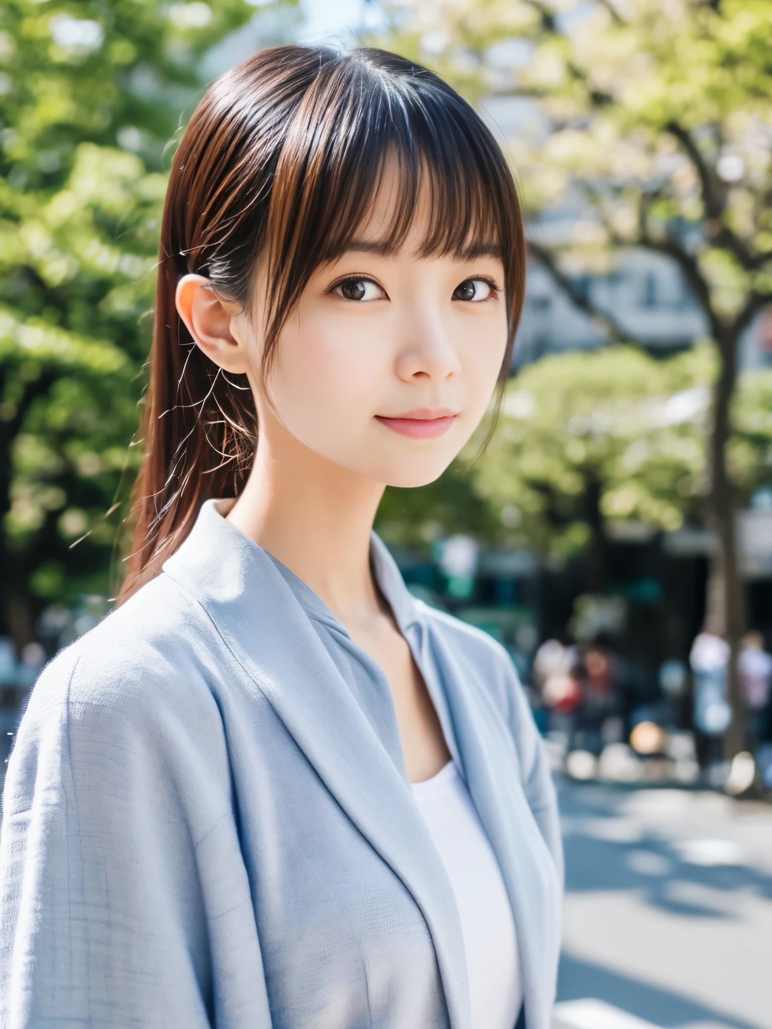 Photoreal, 8K full-length portrait, Beautiful woman, attractive look, Clear system, 18-year-old, Tokyo, spring, Shibuya in the background