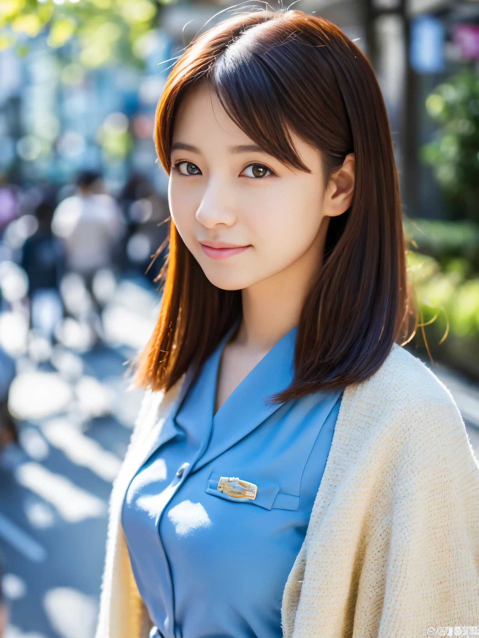 Photoreal, 8K full-length portrait, Beautiful woman, attractive look, Clear system, 18-year-old, Tokyo, spring, Shibuya in the background