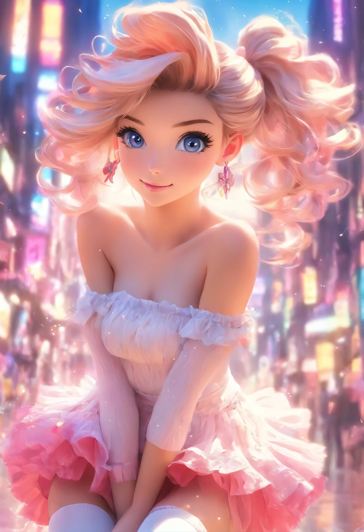 there is a woman in a short skirt and white top posing, a pastel by Kun Can, reddit, rococo, thighhighs and skirt, belle delphine, full length and white stockings, wearing skirt and high socks, anime girl in real life, sexy outfit, 🌺 cgsociety, anime barbie in white stockings, white skirt and barechest, a hyperrealistic