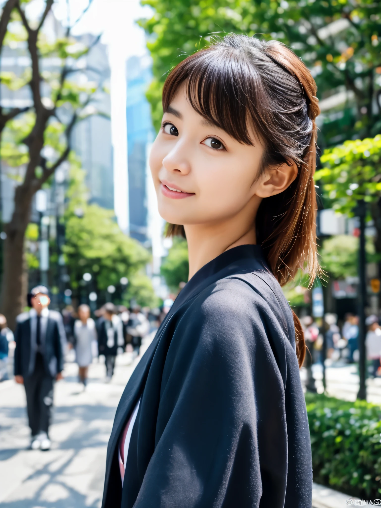 Photoreal, 8K full-length portrait, Beautiful woman, attractive look, Clear system, 18-year-old, Tokyo, 2024, spring, Shibuya in the background