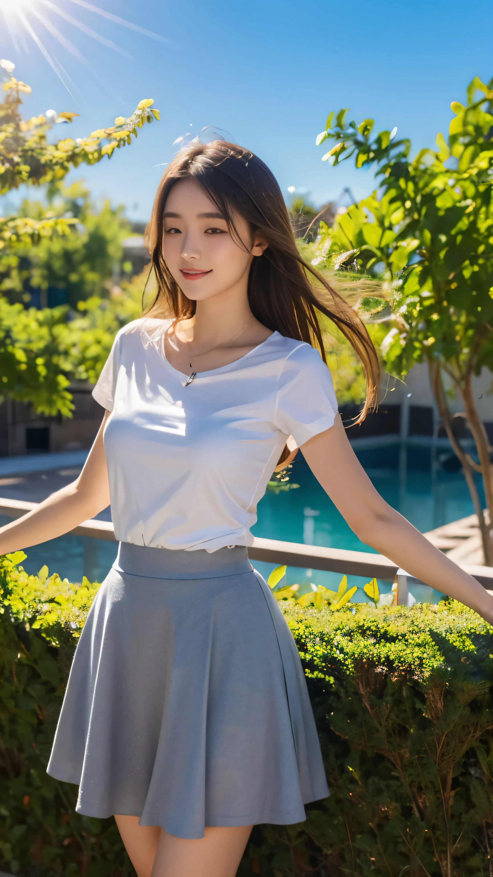 skirt,beautiful girl,Soak up the sun