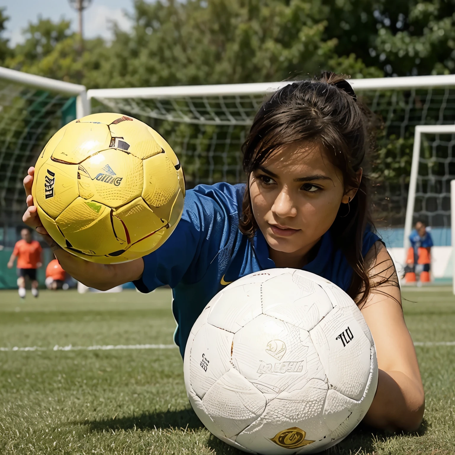 Golden jugando al futbol 