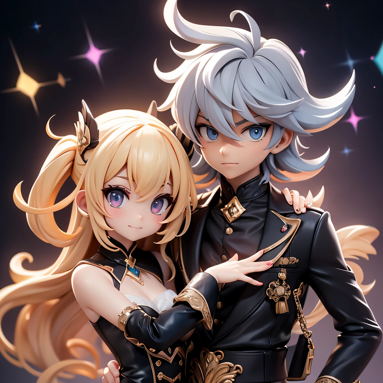 Stylish and modern, Two people, a man and a woman, sparkling, rebellious