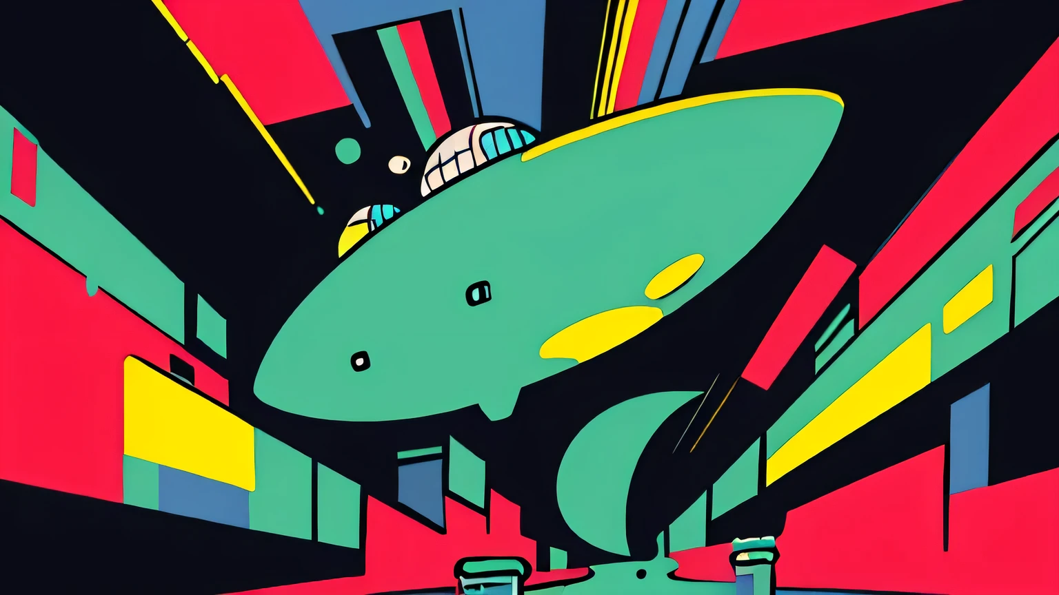 (Ultra Detailed,Ultra High Definition,Detailed Background),((2D)),((Flat Color)),((Colorful)),((Floating Colorful Water))), abstract pop art back ground, spaceship, astronaught, alien