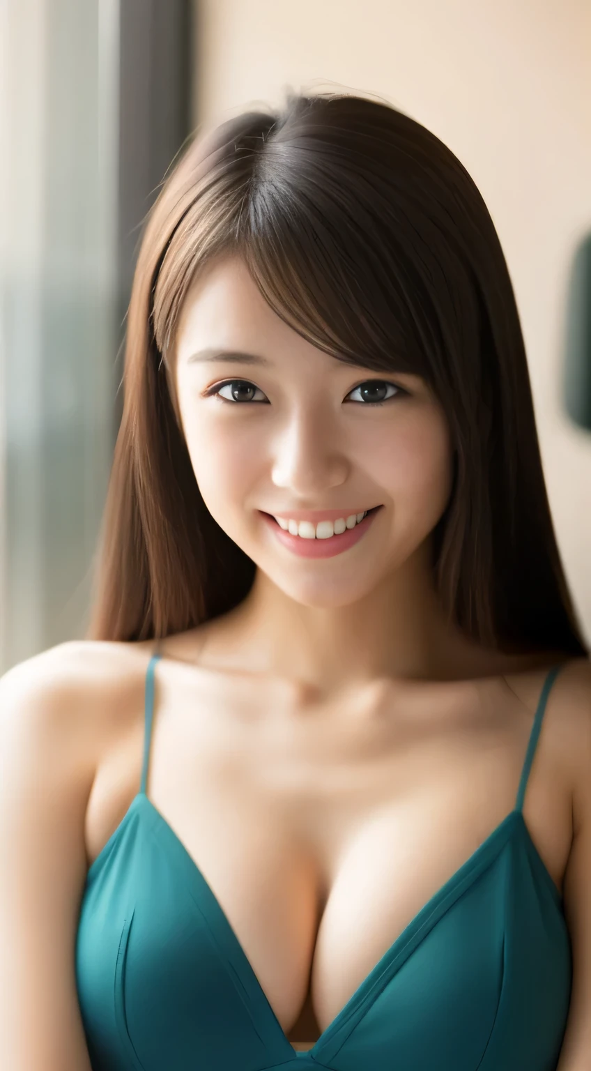 Japanese ),((beautiful girl)),cleavage,An expression that imagines something pleasant:1.2,(perfect body beauty:1.2),((perfect body)),(shy smile),beautiful teeth,