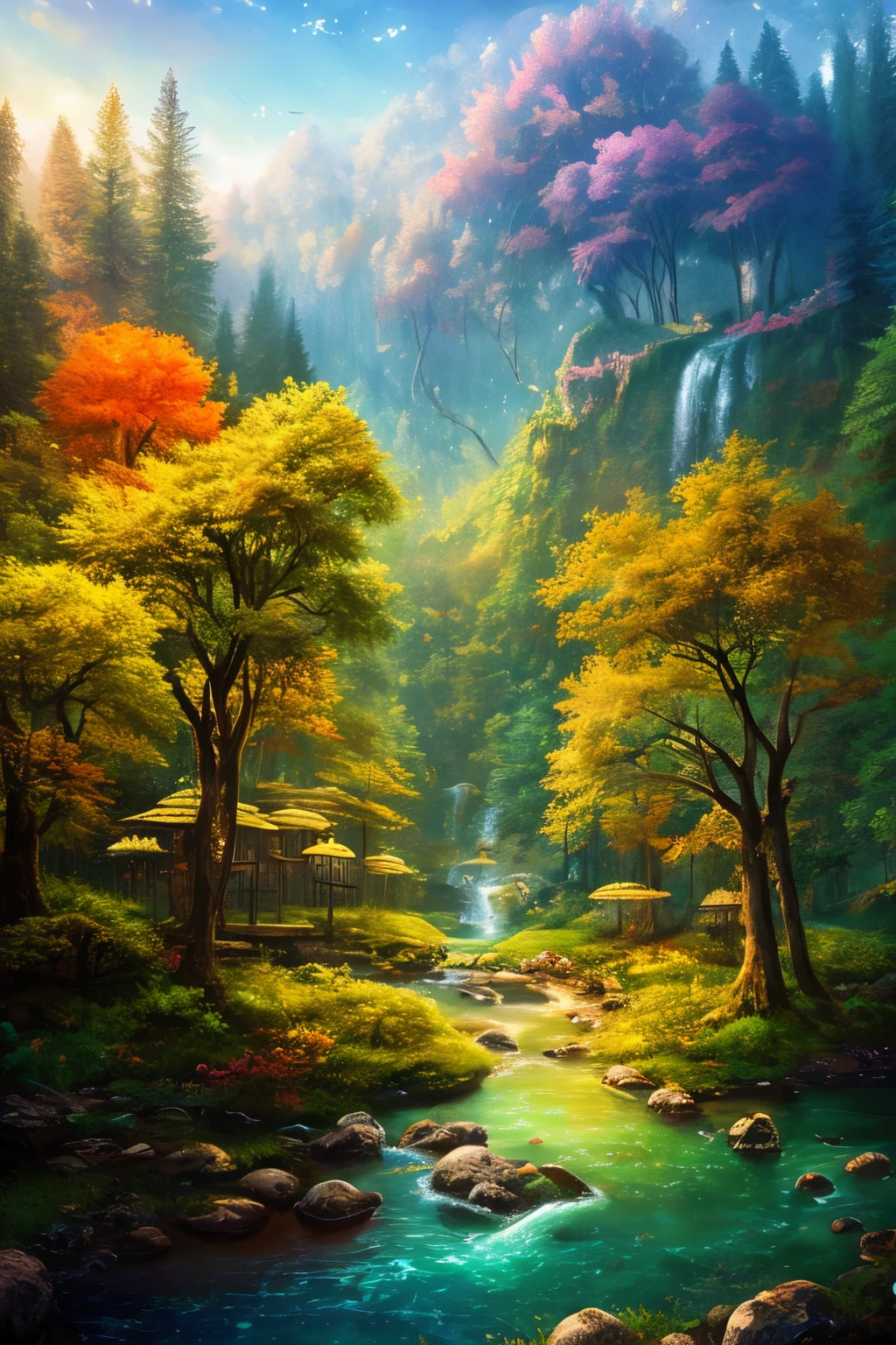 masterpiece, 最high quality, high quality,very detailed CG unity 8k wallpaper, Enchanting and dreamy scenes in a fantastic forest, towering tree々and, glowing mushroom, and the hidden fairy glen, Create a mysterious and enchanting feeling, art station, digital illustration, Complex, trend, pastel colour, oil, award winning photography, Bokeh, Depth of the bounds written, HDR, bloom, chromatic aberration ,realistic,very detailed, trend on art station, trend on CGsociety, Complex, high detail, dramatic, mid-journey art