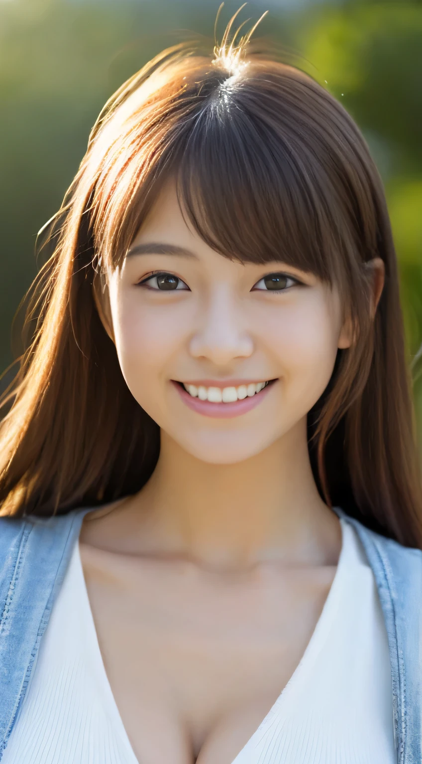 Japanese ),((beautiful girl)),cleavage,An expression that imagines something pleasant:1.2,(perfect body beauty:1.2),((perfect body)),(shy smile),beautiful teeth,