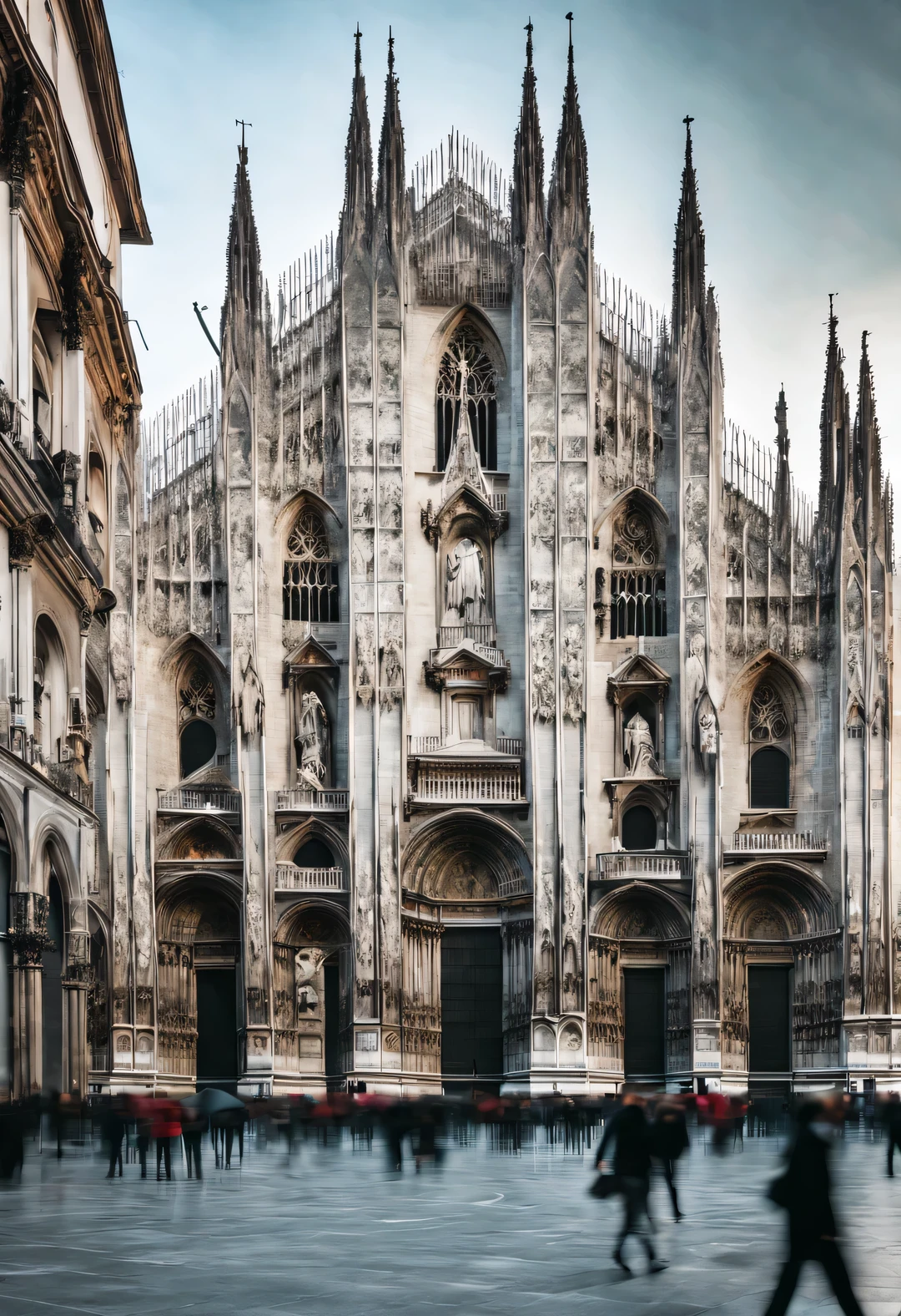 The Gothic architecture of Milan Cathedral is always towering and filling the space. The Gothic church has a strong religious atmosphere, Solemn and solemn, And there is a sense of weird terror.