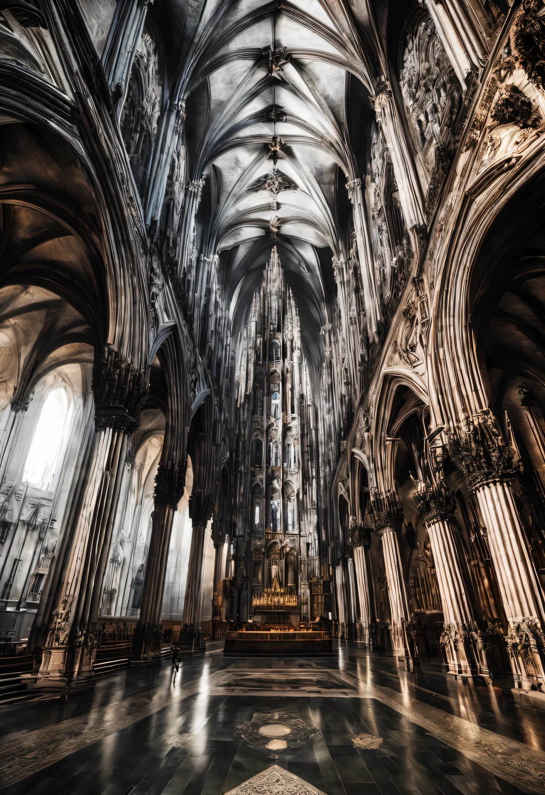The Gothic architecture of Milan Cathedral is always towering and filling the space. The Gothic church has a strong religious atmosphere, Solemn and solemn, And there is a sense of weird terror.